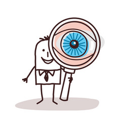 Cartoon Businessman With Big Magnifying Eye