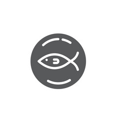 Fried Fish Top View On Plate Icon Symbol Isolated