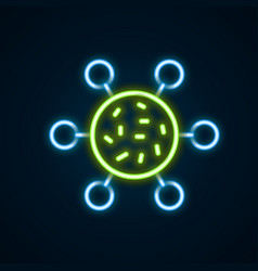 Glowing Neon Line Bacteria Icon Isolated On Black