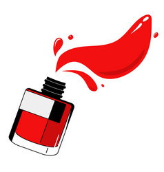 Red Nail Polish With Spray Drops Of Varnish