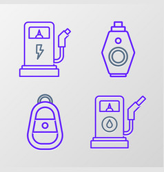 Set Line Petrol Or Gas Station Car Key