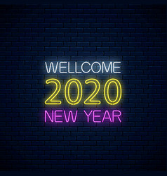 Wellcome 2020 New Year Glowing Neon Text