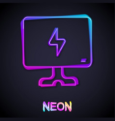 Glowing Neon Line Smart Tv Icon Isolated On Black