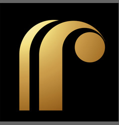 Gold Abstract Lowercase Striped Letter R Icon