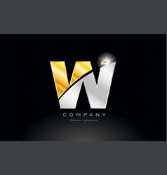 Gold and silver metal letter w for alphabet logo Vector Image