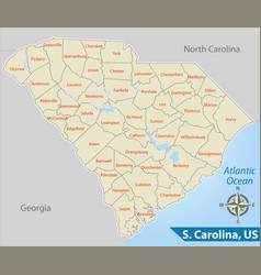 Map of state south carolina usa Royalty Free Vector Image