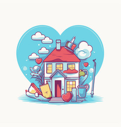 Cute House With A Heart In The Background