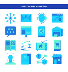 Omni Channel Marketing Icon Set In Flat Style