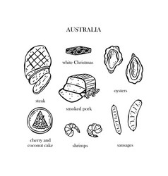 Set Of Of Australia Christmas Dishes Hand-drawn