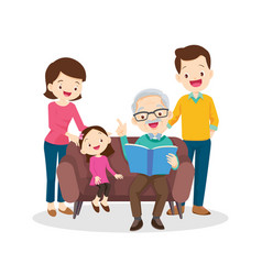 Grandparents And Family Reading Book Together 3