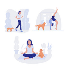 Woman And Dog Healthy Lifestyle Working Out