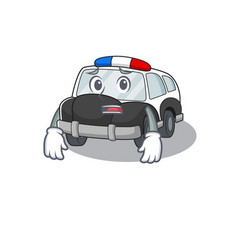 A Picture Police Car Having An Afraid Face