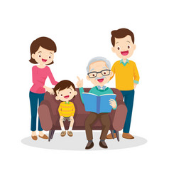 Grandparents And Family Reading Book Together 4