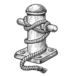 Mooring Bollard With Ship Rope Marine Concept