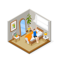 People Morning Routine Isometric Composition