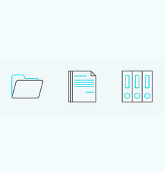 Set Line Office Folders With Papers And Documents