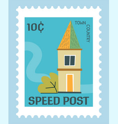 Speed Post Postmark Or Postcard With Architecture