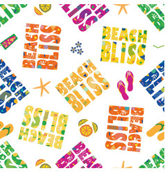 Beach Bliss Typography Seamless Pattern