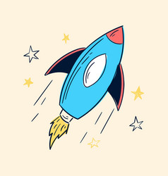 Cartoon Rocket On Space Background