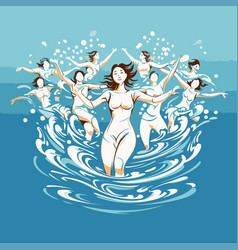 A Group Of Young People Dancing In The Water