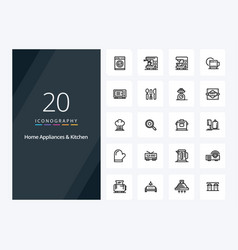 20 Home Appliances And Kitchen Outline Icon For