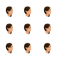 Isometric Icons Of Woman Emotions 3d Head Hair