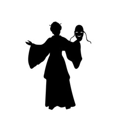 Silhouette Of Woman With Koomote Mask