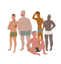 Young Body Positive Men Standing Isolated