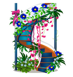 A Beautiful Spiral Staircase With Flowers Isolated