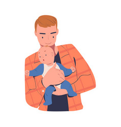 Dad Holding His Baby With Tenderness Cheerful