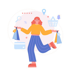 Happy Female Buying Goods In Online Store