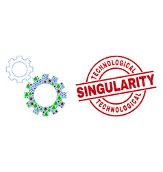 Technological Singularity Grunge Seal And Gears