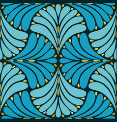 1920s Abstract Leaves Blue With Gold