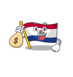 Holding Money Bag Cartoon Flag Paraguay