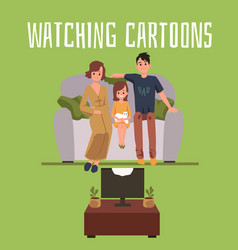 Banner Or Poster Of Happy Family Watching