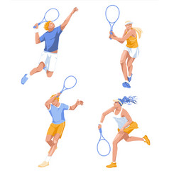 Set Of Different Tennis Players Poses