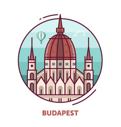 Travel Budapest Icon With Parliament Building