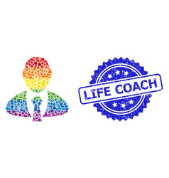 Grunge Life Coach Stamp Seal And Bright Geometric