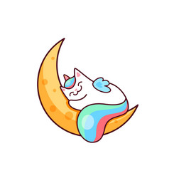 Cartoon Kawaii Capricorn Character Sleep On Moon