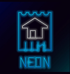 Glowing Neon Line House Icon Isolated On Black