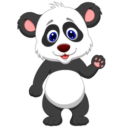 Cute panda cartoon waving hand Royalty Free Vector Image