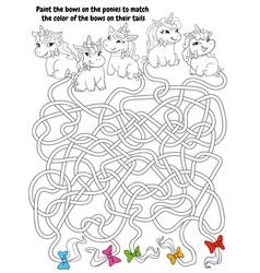 Children Logic Game To Pass Maze Ponies With Long