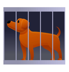 Homeless Dog In Cage Icon Cartoon Style