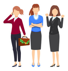 Businesswoman Character Team Holding Bag