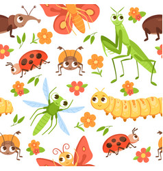 Cartoon Bug Pattern Seamless Print With Insect