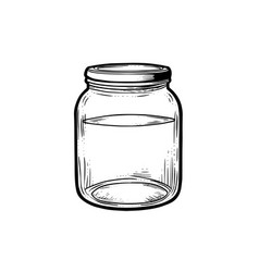 Empty Jar Hand Drawn Ink Sketch Engraved