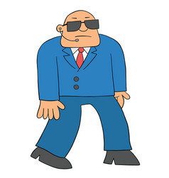 Cartoon Burly Bodyguard Man Walking