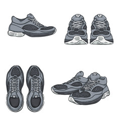 Set Cartoon Gray Running Shoes