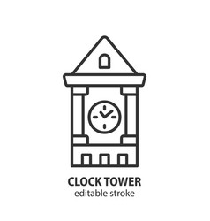 Clock Tower Line Icon Editable Stroke