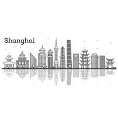 Outline Shanghai Skyline With Modern Buildings